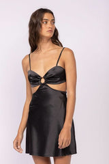 Jamie Black Satin O-Ring Dress