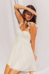Taylor White Ruffle Strap Dress