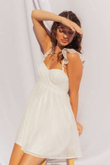 Taylor White Ruffle Strap Dress