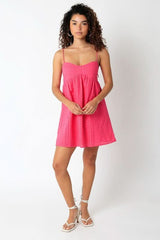 Vali Fuchsia Eyelet Babydoll Cami Mini Dress