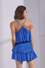 San Antonio English Blue Ruffle Romper