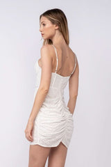 Sandra White Eyelet Bustier Mini Dress