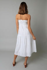 Francesca White Eyelet Strapless Midi Dress