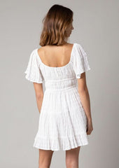 Ophelia White Butterfly Sleeve Mini Dress