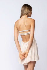 Rachel Beige Strapless Mini Dress