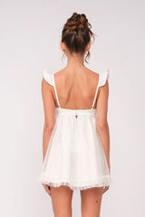 Olympia White Organza Babydoll Mini Dress