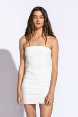 Tell Me More White Strapless Mini Dress