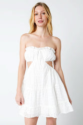 Lasting Impression White Eyelet Strapless Mini Dress