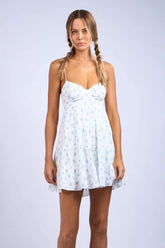 Allie Ditsy Blue Floral Babydoll Mini Dress