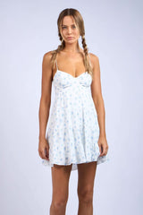 Allie Ditsy Blue Floral Babydoll Mini Dress