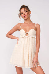 Drew Off White Eyelet Babydoll Cami Mini Dress