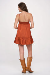Bailey Clay Satin Babydoll Mini Dress