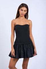 Agnes Black Strapless Ruffle Mini Dress