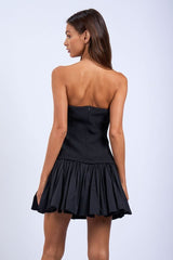Agnes Black Strapless Ruffle Mini Dress
