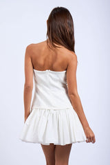 Agnes White Strapless Ruffle Mini Dress