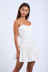 Agnes White Strapless Ruffle Mini Dress
