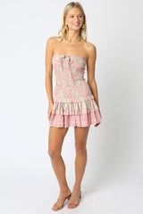 Aimee Pink Floral Strapless Mini Dress