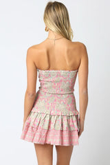 Aimee Pink Floral Strapless Mini Dress