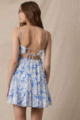 Allie Blue Floral Babydoll Mini Dress