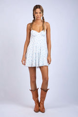 Allie Ditsy Blue Floral Babydoll Mini Dress