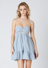Argie Blue Gingham Strapless Romper