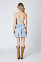 Argie Blue Gingham Strapless Romper