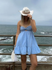 Argie Chambray Blue Strapless Romper