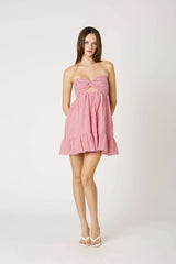 Argie Red Gingham Strapless Romper