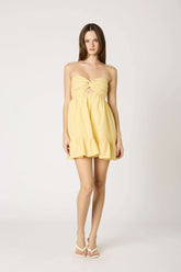 Argie Yellow Gingham Strapless Romper
