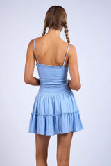 Ayla Blue Smocked Mini Dress