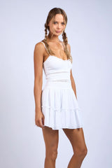 Ayla White Smocked Mini Dress