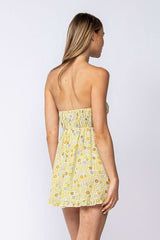Sadie Olive Floral Strapless Mini Dress