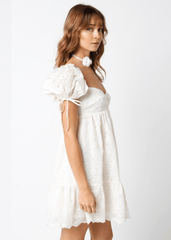 Tate Cream Eyelet Puff Sleeve Mini Dress