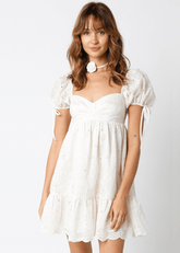 Tate Cream Eyelet Puff Sleeve Mini Dress