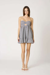 Argie Black Gingham Strapless Romper