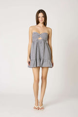 Argie Black Gingham Strapless Romper