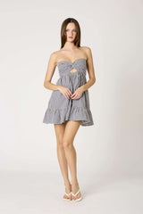 Argie Black Gingham Strapless Romper