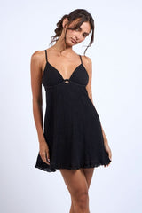 Corfu Black Babydoll Mini Dress