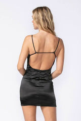 All That Black Satin Sleeveless Mini Dress