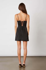 Amaya Black Satin Corset Mini Dress