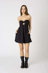 Erika Black Eyelet Strapless Mini Dress