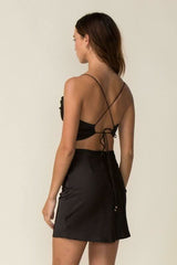 Max Appeal Black Satin Backless Mini Dress