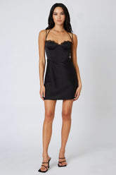 Sandra Black Satin Corset Mini Dress