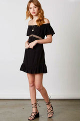 Femme Off-the-Shoulder Black Dress