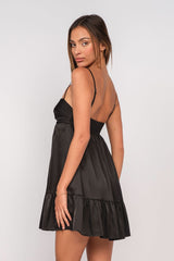 Bailey Black Satin Babydoll Mini Dress