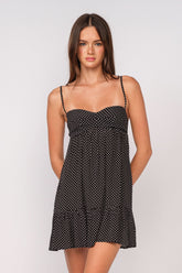 Susie Black Polka Dot Babydoll Mini Dress