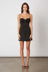 Amaya Black Satin Corset Mini Dress