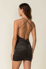 Hot Girl Summer Black Ruched Bodycon Mini Dress