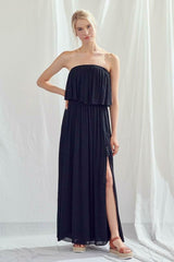 Monaco Black Strapless Maxi Dress