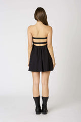 Erika Black Eyelet Strapless Mini Dress